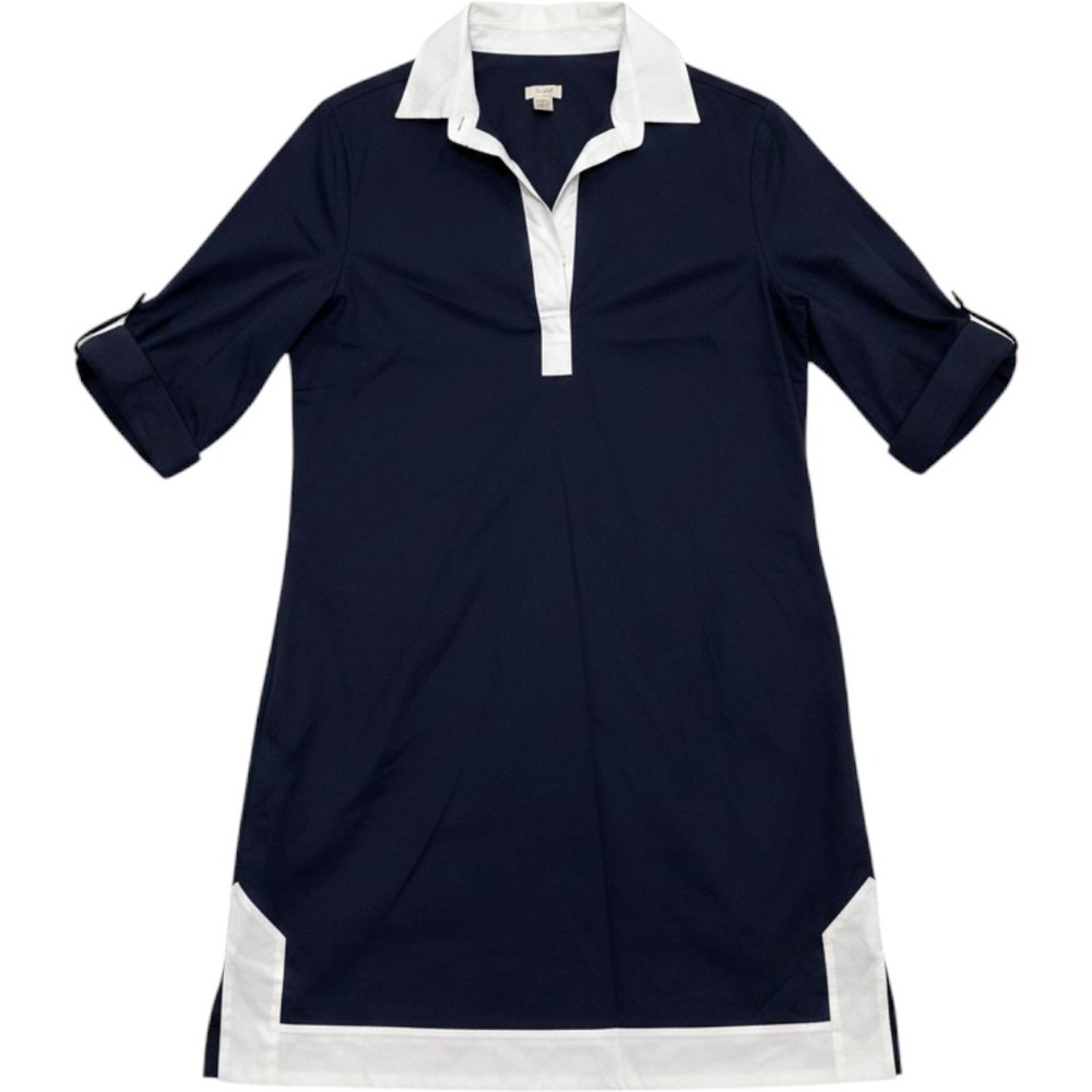 J.Crew Womens Navy Blue White Colorblock Polo Shift Dress A3110 Size 6